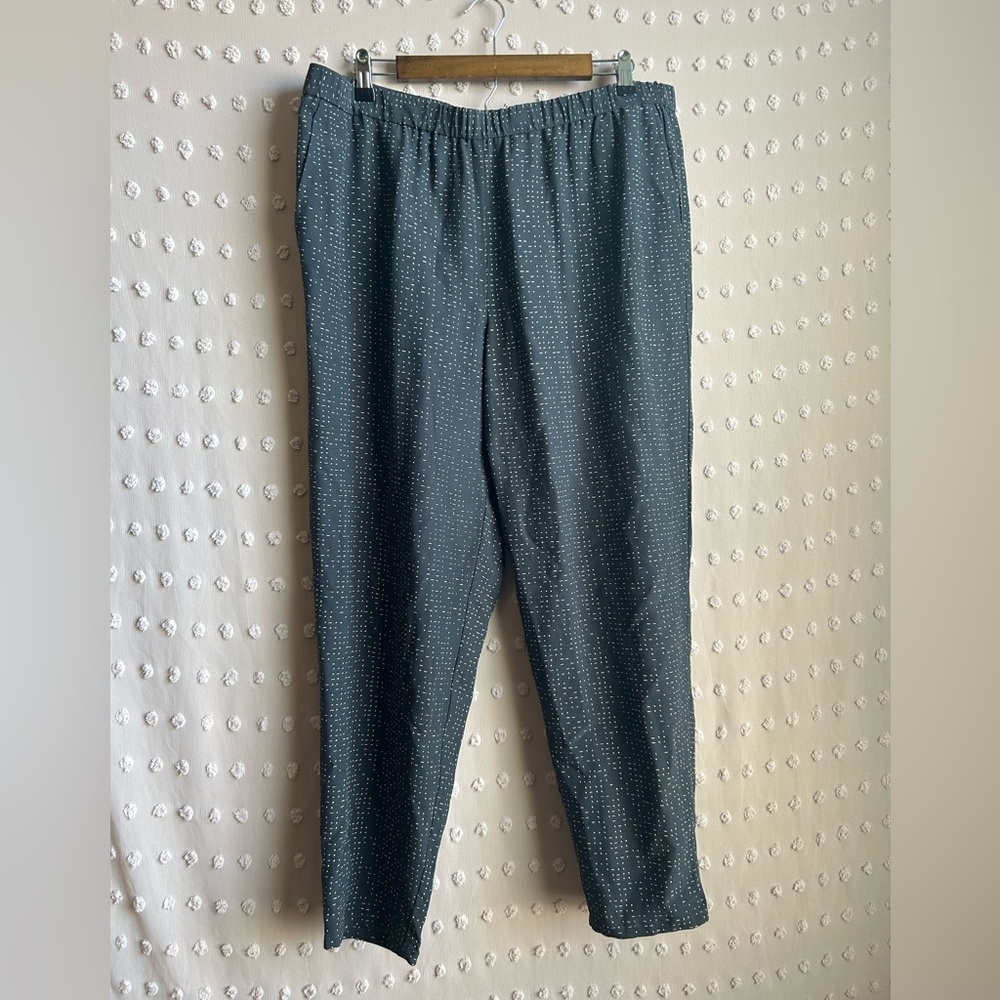 Eileen Fisher Slouchy Ankle Pull On Pant Line Pattern Sz L‎ Graphite Grey
